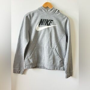 Boys Nike Gray Hoodie Youth XL | Pullover Sweatshirt Swoosh Logo Fleece Lined